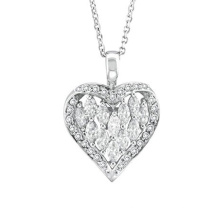 Plata de ley 925 de la joyería del diamante de la forma del corazón del oro blanco 18k